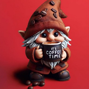 Фигурка гнома с надписью It's coffee time